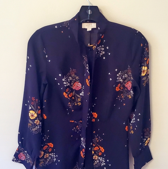 ☆Loft Black Floral Button Up Dress☆ - Picture 2 of 7